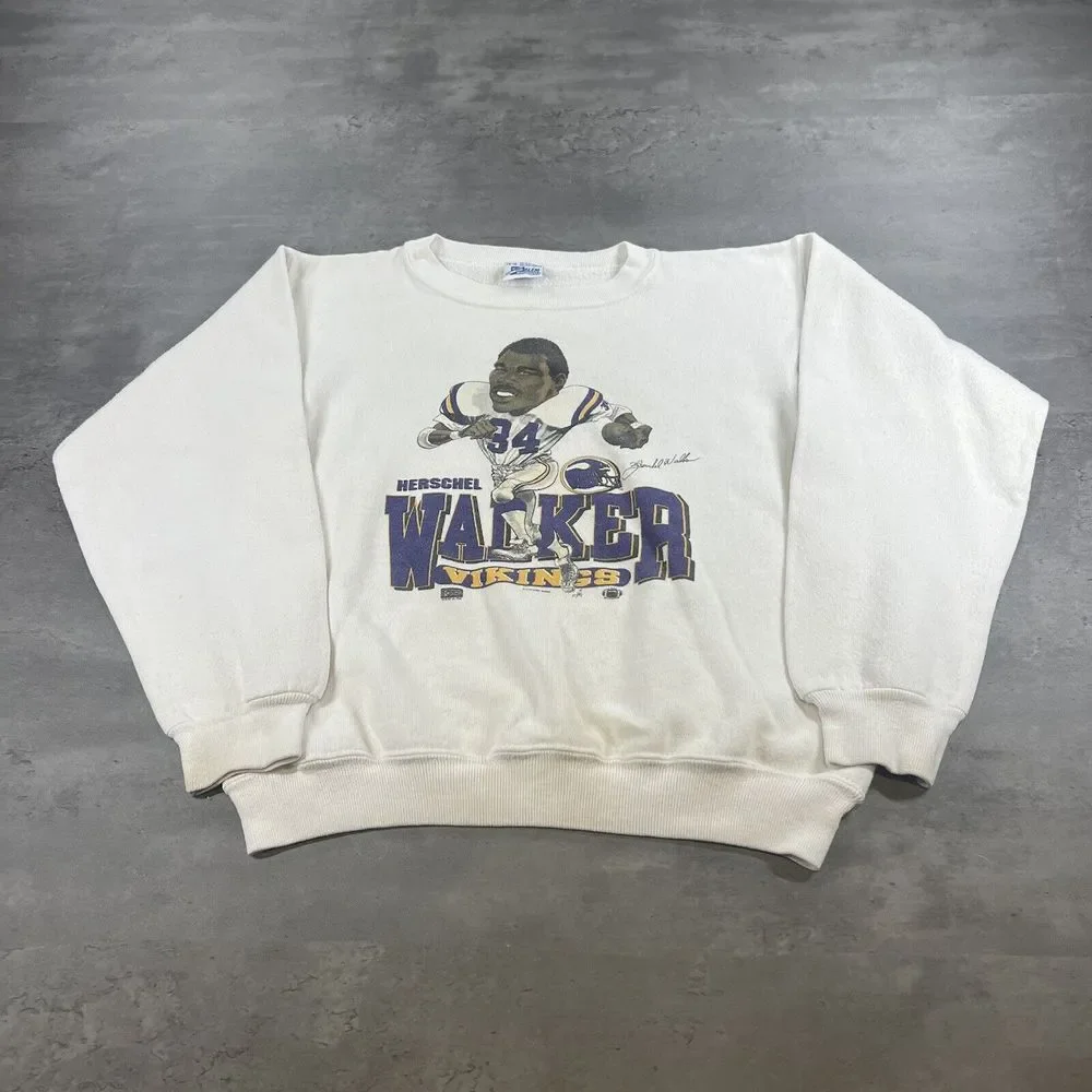 Salem Herschel Walker Crewneck Sweatshirt Youth L Caricature Minnesota Vikings‎